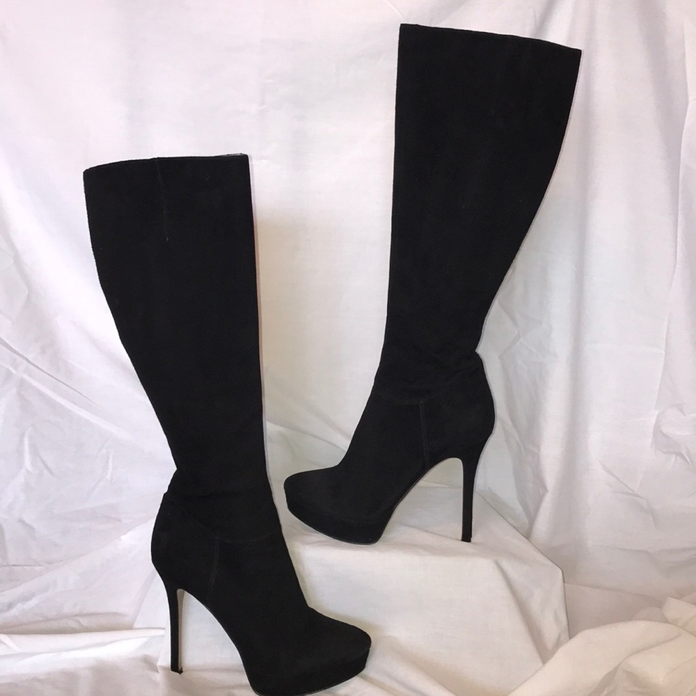 Beautiful black suede high heel boots!